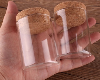 Mini Glass Bottles 50ml 47x60mm Glass Bottles Small Glass Bottles with Cork Stopper Empty Spice Bottles Jars Gift Crafts Vials