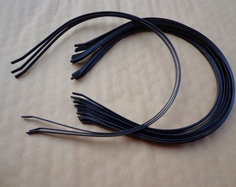 20pcs 3mm Metal Headbands  black color with bent end