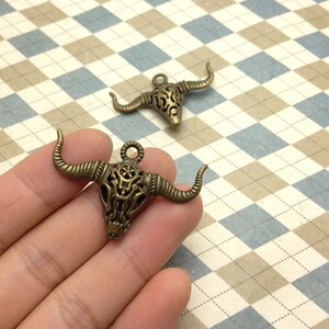 10pcs Antique Bronze Bull OX Head Charms Pendants 30mmx45mm
