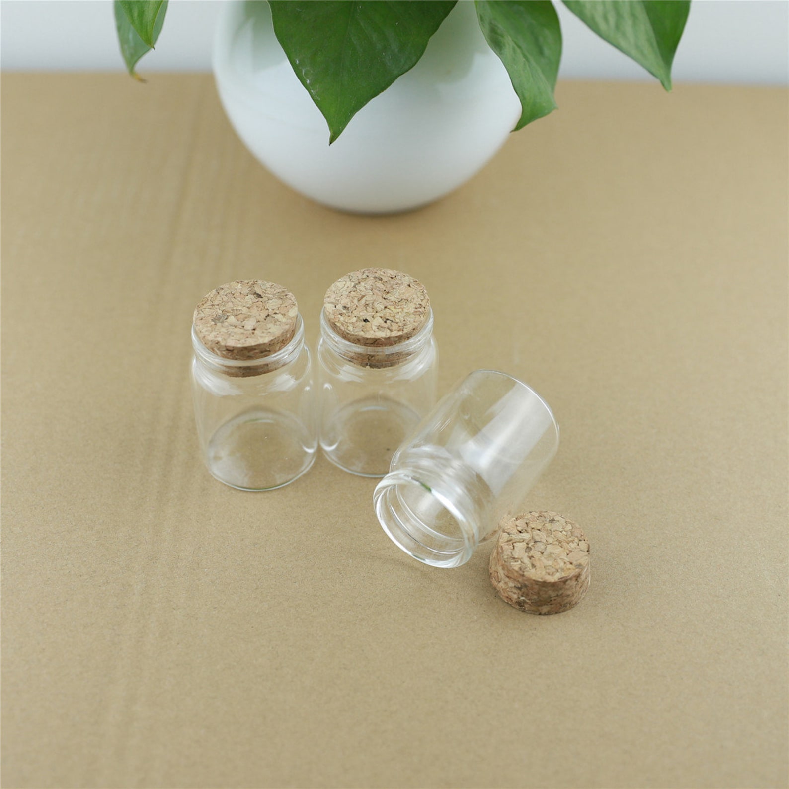 10 pièces Mini bouteilles en verre transparent avec bouchon en liège