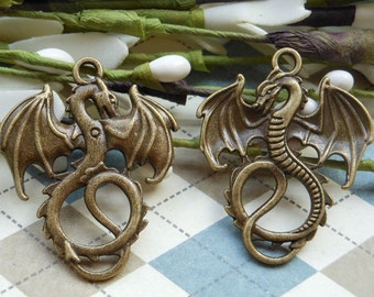 20 pcs antique bronze DRAGONS EYE Charms,dragon with wing charm 28mmx32mm