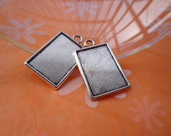20pcs antiguos plata plateado latón cabujón bancada Base colgante con lazo, encanto de lo antiguo base 18mmx25mm