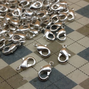100pcs Silver Tone Parrot Copper Lobster Clasps 7mmX12mm