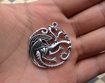 10pcs Antique Silver Lovely Three Dragons Charms Pendant 33mmx36mm