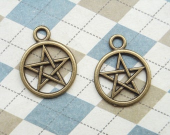 20PCS Pentacle / Pentagram Charms (20mm) Findings Pendant Bracelet Earrings Zipper Pulls Bookmark Keychain