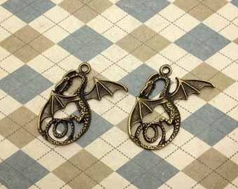 20 pcs of Antique Bronze Flying Dragon Charms Pendant 36mmx36mm