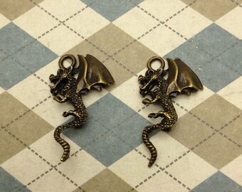 20 pcs of Antique Bronze Flying Dragon Charms Pendant 15mmx28mm