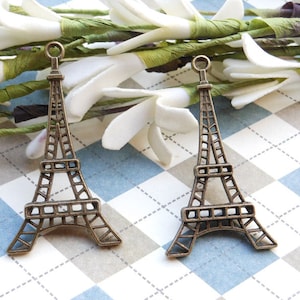 20pcs Eiffel Tower Charms  Antique Bronze Filigree Eiffel Tower Paris Charm Pendants 25mmx45mm
