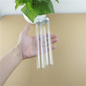 Mini Glass Bottles 30*200mm 110ml Glass Bottles Test Tube Silver Screw Cap storage GLASS jars Mini Containers transparent Vial Bottles