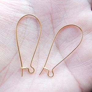 100 pcs 38mm of Gold Kidney Style Ear Hooks