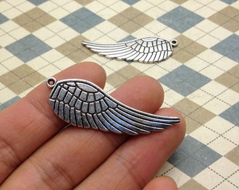 10 pcs of Antique Silver wing Charms feather Charms 16x48mm