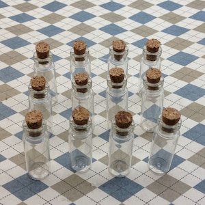 100 Mini glass bottles with corks 12x38mm