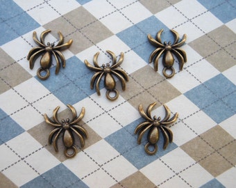 50pcs antique bronze spider charms 10mmx19mm