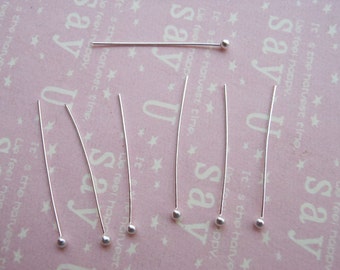 200 pcs of Silver Tone Brass Ball End Headpin -  30mm