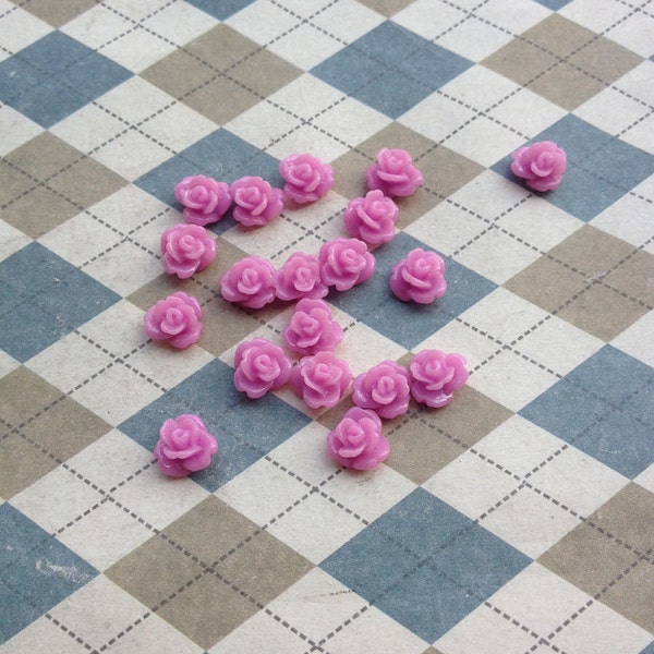 50pcs 8mm Purple Rose Flowers Cabochons Cameo Base Setting Resin Rose Flower