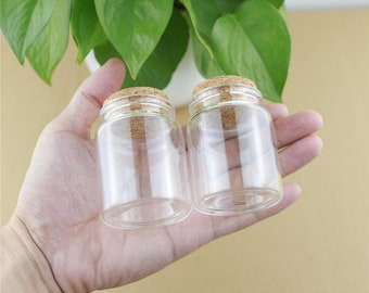 Mini botellas de vidrio 60ml 47 * 60mm botellas de vidrio de almacenamiento con tapón de corcho artesanía jars mini transparentes botellas de vidrio vacío regalo