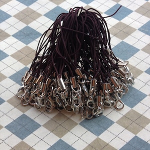 50pcs Dark brown Cell phone straps with white k lobster clasp included. 7cm  long.Mobile phone line,Give cell phones some charm.