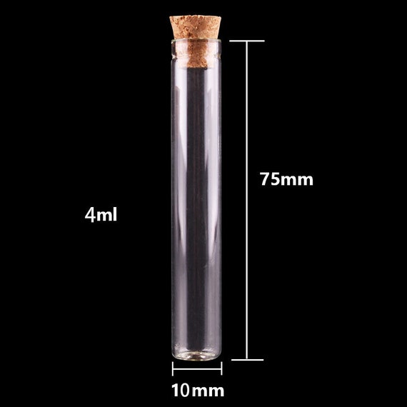 ミニガラスボトル 4ml 10*75 mm 小さなガラスボトル コルク栓付き 空の