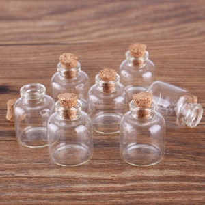 Mini Glass Bottles 4ml 22x28mm Small Glass Bottles With Clear Cork Stopper Tiny Vials Jars Containers