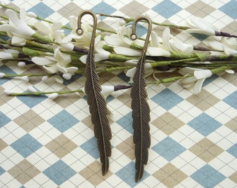 10pcs 12mmx116mm Antique bronze leaves Bookmark Hooks