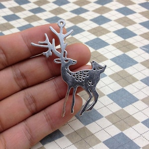 6 szt antyczny srebrny poroże Charm Deer róg wisiorek Santa Elk róg 45mmx60mm