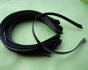 20pcs Metal Headbands 7mm black color with bent end