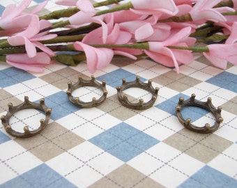 20 piezas de encantamientos de anillo de corona de bronce antiguo 6mmx17mm