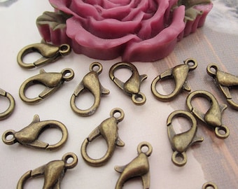 Sale-- 100pcs Lobster Clasps antique bronze Tone 10mmx5mm