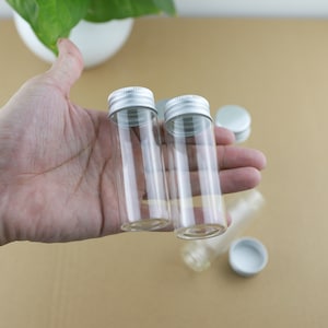 Mini garrafas de vidro 30*80mm 40ml, tubo de ensaio de garrafas de vidro com tampa de rosca prateada, frascos de vidro de armazenamento, mini recipientes, garrafas transparentes