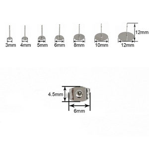 Peut inclure: Assortiment de dos d'oreille en argenté de différentes tailles, allant de 3 mm à 12 mm de diamètre. Les dos sont plats et ronds avec un poteau pour fixer les boucles d'oreilles. Les dos sont également disponibles dans une forme ovale de 6 mm x 4,5 mm.