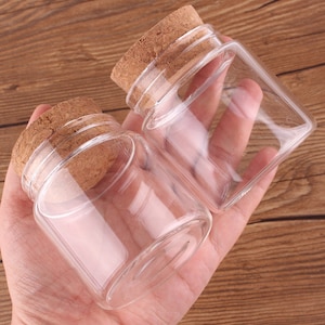 Mini Glass Bottles 90ml 57x65x43mm Small Glass Bottles With Cork Stopper Tiny Vials Jars Containers Message