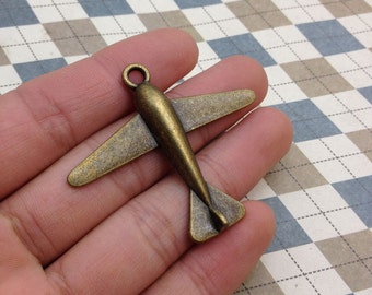 8 PCS antique bronze plane charms Pendant.airplane Charm 45mmx52mm