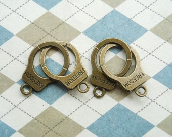 20 pcs Ancient Bronze Handcuff Charms manacle Charms 15mmx40mm