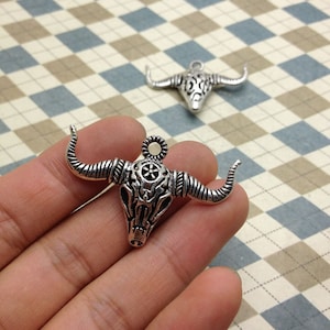 10pcs Antique Silver Bull OX Head Charms Pendants 30mmx45mm