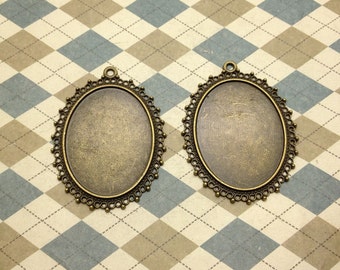 10 pcs of Antique Bronze Oval Cameo Base Settings Match 30x40mm Cameo