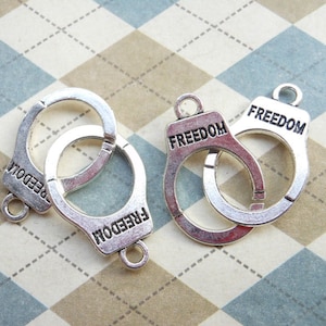 20 pcs Ancient Silver Handcuff Charms manacle Charms 15x40mm