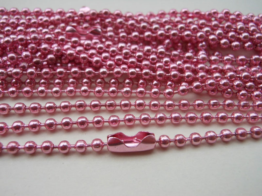 20 Pcs 27inch 2.4 Mm Pink Ball Chain Necklaces Etsy