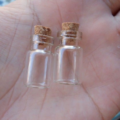 BULK 50 Mini Tiny Clear Glass Bottles With Corks 11x18mm 0.5ml Etsy
