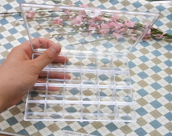 Piezas pequeñas o cuentas pantalla caja de almacenamiento caja con 24 compartimentos, caja de plástico transparente