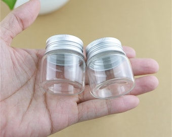 Mini Glass Bottles 37*40mm 25ml Glass Bottles Test Tube Silver Screw Cap storage GLASS jars Mini Containers transparent Vial Bottles