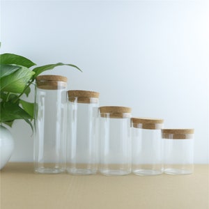 Mini Glass Bottles 170-500ml 65mm 2Pcs Diameter Storage Glass Bottles With Cork Stopper Crafts Jars Mini Transparent Empty Glass Bottles