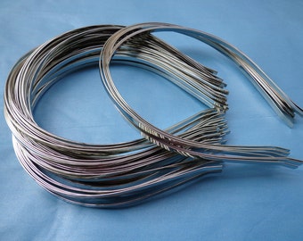 50pcs 4mm Metal Headbands Silver color with bent end
