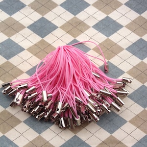 BULK 100pcs 50mm pink Cell phone straps cords and white k