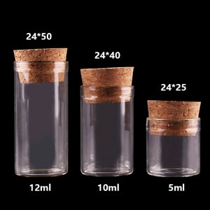 Mini Glass Bottles 5ml/10ml/12ml 24mm Diameter Small Glass Bottles With Cork Stopper Tiny Vials Jars Containers Message