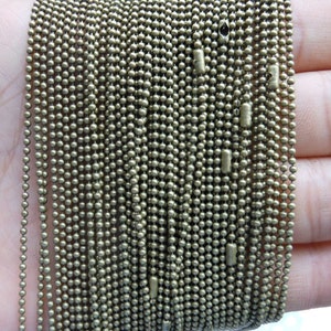 100pcs 1.5mm antique bronze 27 inch necklace ball chain with matching connector
