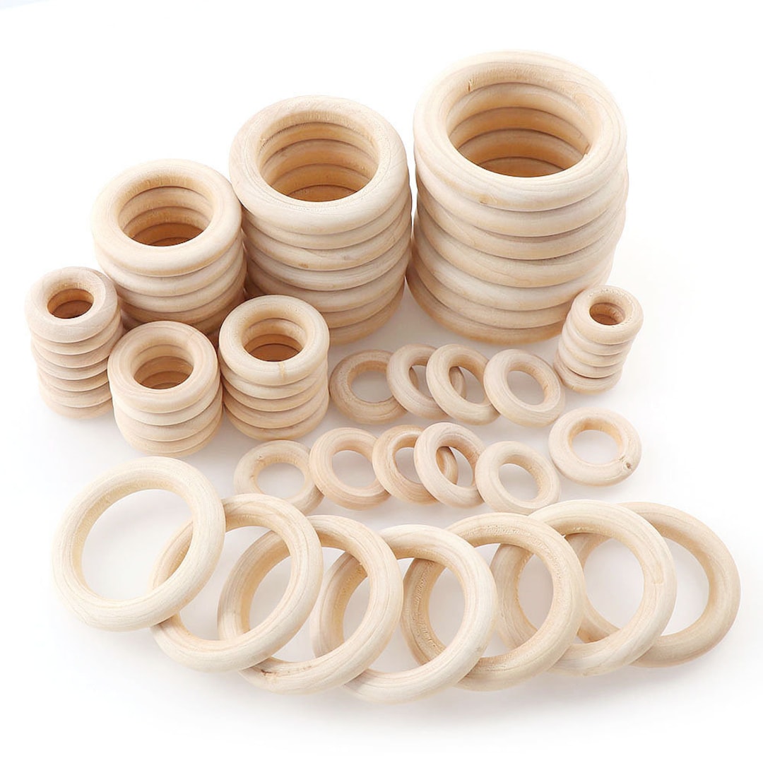 Natural Color DIY 1.5-10cm Wooden Beads Pendant Connectors Circles ...