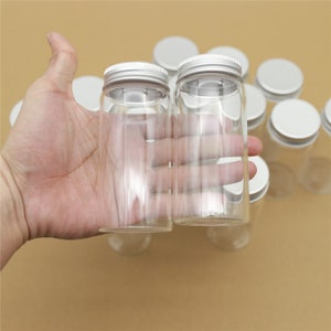 Mini garrafas de vidro 47*120mm 150ml, tubo de ensaio com tampa de rosca prateada, frascos de vidro de armazenamento, mini recipientes, frascos transparentes