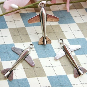 20 PCS Antique Silver plane Charm Pendant airplane charm 25mmx34mm