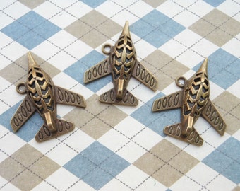 10 PCS Antique bronze airplane charm Pendant  30mmx35mm