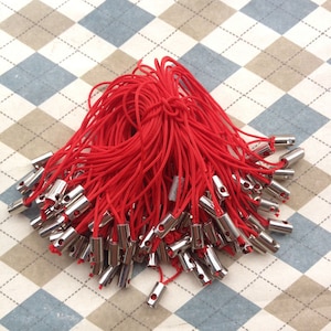 BULK 100pcs 50mm red Cell phone straps cords and white k